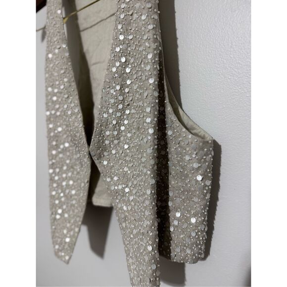 Eileen Fisher MATKA Sequin Encrusted Silk Vest Women Womens Size M Luxury Night - Picture 5 of 13